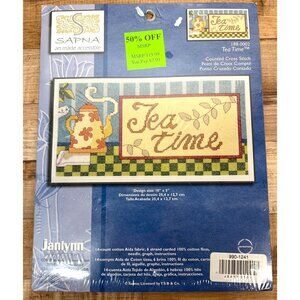 Janlynn Tea Time Counted Cross Stitch Kit 10" X 5" 14-Count Aida Fabric & Thread